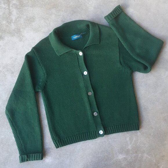 Forest Green Vintage Cotton Cardigan - Picture 1 of 5